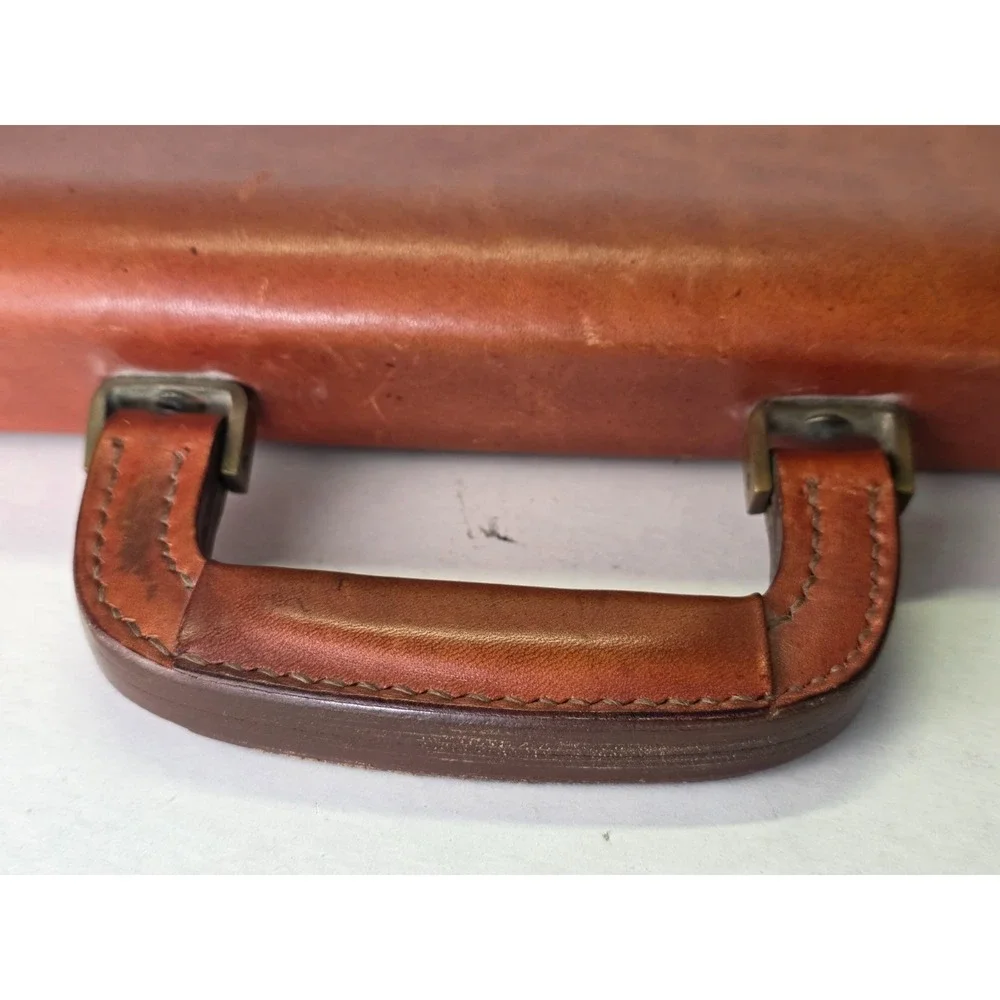 Vintage RENWICK Briefcase Brown Tan Leather Business‎ Bag Canada Rare